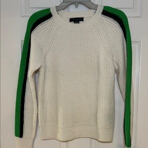 Women's White and Green Sweater
